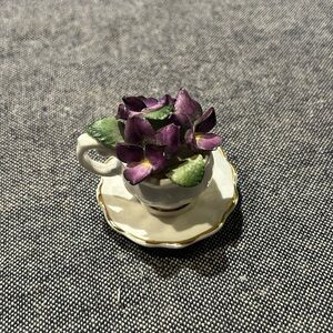 Healacraft Mini Cup and Saucer, April Birthday Blooms Vintage